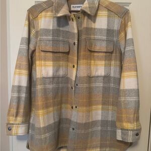 Old Navy Women's Plaid Shacket - Yellow and Gray